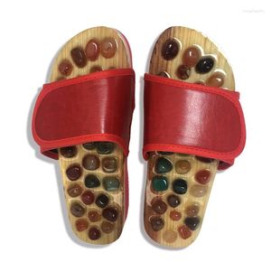 Pantoufles de Massage des pieds en pierre d'agate naturelle, semelles pour hommes et femmes, Points d'acupuncture, sandales à domicile, soins de santé, chaussures de pédicure J