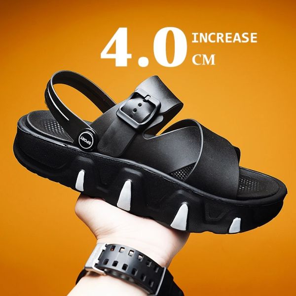 Zapatillas nuevas 990 hombres de verano comodidad de altura gruesa diseño de diseño de altura afuera aumentan las sandalias de fondo suave 87255
