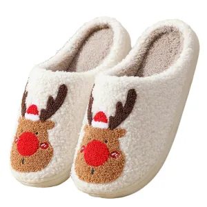 Slippers nieuwe aankomst kerstcadeau schattige cartoon eland patroon slippers winter warme binnen slaapkamer schoenen voor volwassenen