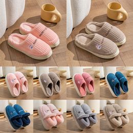 Pantoufles Nouveaux couples d'automne et d'hiver chaussures en peluche maison chaleur intérieure et chaussures antidérapantes pantoufles de coton pour femmes bleu rose gris 001