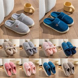 Slippers Nieuw Herfst en Winter Koppels Pluche Schoenen Thuis Binnen Warmte en antislip Schoenen Dames Vloer Katoenen Slippers Blauw Roze Grijs 007