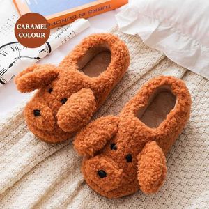 Slippers nieuwe huis fuzzy slippers dames winter bont cartoon warme pluche niet skid indoor buiten pluizig luie vrouwelijke schattige hondenkat universitair schoenen z0215