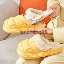 Slippers Nieuwe Thuis Waterdichte Katoenen Slippers Dames Winter Voeten Gevoel Indoor Koppels Dikke Zool Thermische Isolatie Afneembare Schoenen X0905