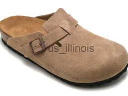 Slippers Nieuwe echt lederen klompen kurk slippers zak hoofd pull vrouwelijke mannelijke zomer antislip Platte slippers luie schoenen liefhebbers strand sandalen Slijtage luxe desig J230615