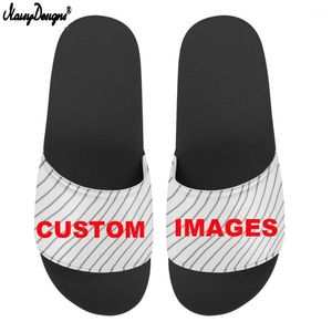 Slippers Noisydesigns Custom Je eigen afbeelding Tekst Po Vrouwen Casual Zomer Thuis Flip Flops Personilazed Black Shoe Woman