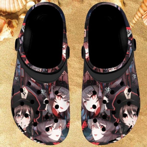 Pantoufles Nopersonality Genshin fille imprimer pour femme respirant été sandales plates vêtements d'extérieur décontractés mode Sandalias De Verano