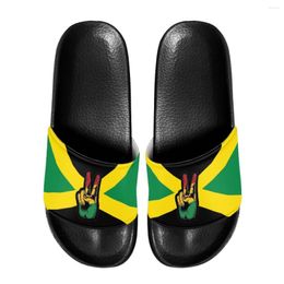 Pantoufles sans personnalité été sandales adulte créatif jamaïque drapeau impression mode dames maison toboggan pantoufle salle de bain chaussure