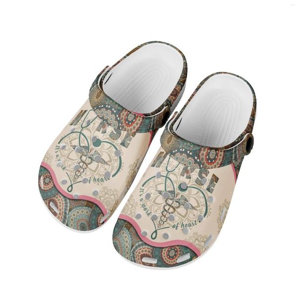 Zapatillas Zapatos de enfermería Diseño Casual Talón Correa Trabajo Antideslizante Cómodas Sandalias planas Mujer Diapositivas Zapatos