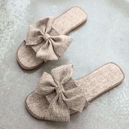 Zapatillas Oeak Chanclas de verano para mujer Sandalias de suela plana con nudo de arco y zapatos con dedos abiertos antideslizantes