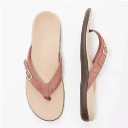 Slippers OKKDEY Grote Veelzijdige Platte Sandalen 2023 Zomer vrouwen Casual Mode Effen Kleur Metalen Visgraat Strand Schoenen