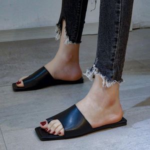 Zapatillas PAMANNI Clip-Toe Moda Mujer Chic Negro Antideslizante Verano Cuadrado Toe Sandalias Casual Soft Flat Shoes Tamaño grande
