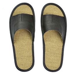 Slippers Pantoufles Dt En Lin Pour Hommes Et Femmes Grandes Tailles Pantoufles Dintrieur En Cuir De Vache Pour Maison Pantoufles De Sol 220308