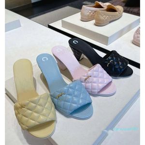 Pantoufles Paris luxe Designer talon diapositives canal mode été matelassé pantoufles femmes vacances chaussures à talons hauts pour femme 2023 marque sandale Mujer