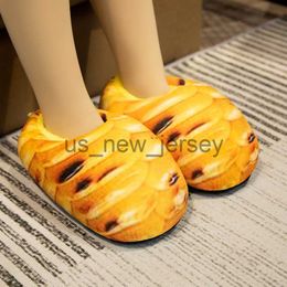 Zapatillas Patrón de pan creativo personalizado Tusi Cotton Shoes Home Tamaño de adultos Piso de interior Anti slip Pareja pelada de peluche Slippers J230810