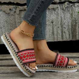 Plataies Platform Chaussures pour femmes Mesh Sandales de corde tressées décontractées