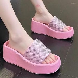 Slippers Platform Vrouwen Zomer Vierkante Teen Sandalen Sexy Hoge Hakken Schoenen Voor Strand Open Toed Flip Flops