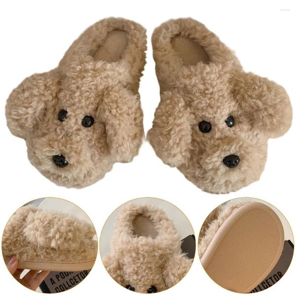 Pantoufles en peluche pour chien, chaussures d'intérieur antidérapantes, confortables, plates, thermiques, pour l'automne et l'hiver