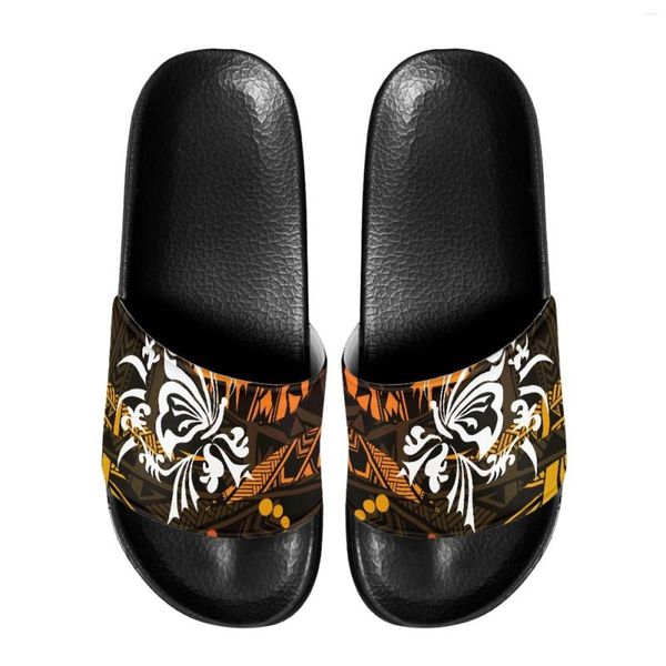 Pantoufles polynésiennes Tribal Pohnpei Totem tatouage imprime chaussures de plage d'été pour hommes anti-dérapant fond épais plate-forme mâle diapositives doux