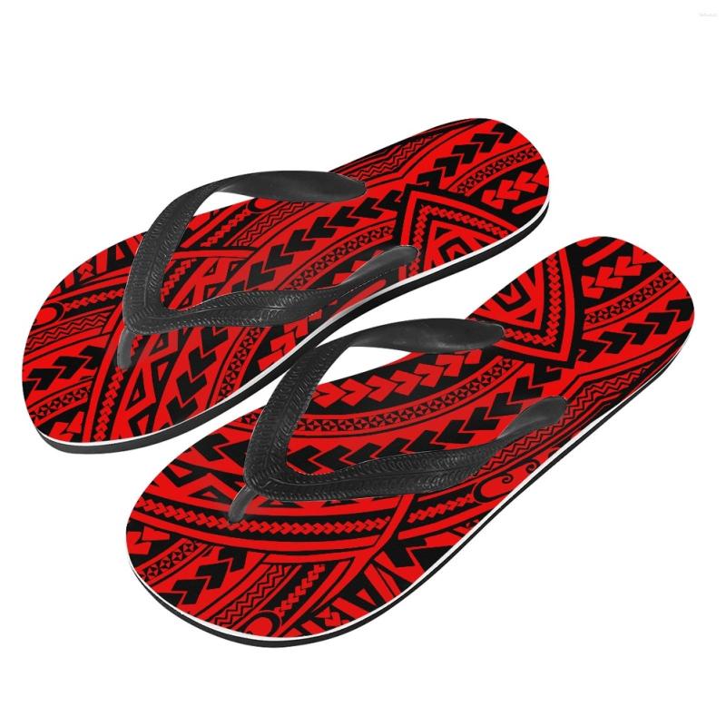 Tofflor Polynesian Tribal Tongan Totem Tatuering Tonga Tryck Män Stundent Flip Flops Mode Sandaler Sommar Strandskor Semester