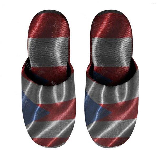 Zapatillas Bandera de Puerto Rico (18) Algodón cálido para hombres y mujeres Suela gruesa y suave Zapatos mullidos antideslizantes Zapato de casa interior