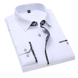 Slippels Kwaliteit Men Hirt Hirt Business Dress Jurk Casual Shirts Cuff Print Spring Slim Fit Brand Weeding Shirt Man Shirt 5xl