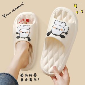 Slippels Qyckaby Dog Cartoon Dames Slipper badkamer Non-slip schoenen Home Super zacht paar mode flip flops vrouwelijke schoen