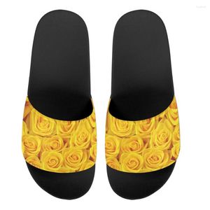 Slippers rozen luipaard en goud op maat gemaakte sublimatie print mode mannen dames glijden sandalen