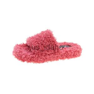 Slippers rond teen slaapkamer harige schattige slippers comfortabele en elegante damesschoenen pluizig plat platform sabot chic vrouw fur home j230818