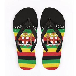 Pantoufles S Jamaïque Emblème National Cartoon Tongs Mode Sandales Salle De Bains Douche Chaussures À Semelles Souples Extérieur Intérieur