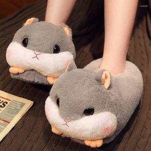 Slippers Sad Hamster en peluche maison Soft Warm Furry Slides Femmes Chaussures de plancher intérieur confortables 2024 Animal Slip on Loafer Dog