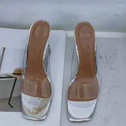 Pantalons sandales femelles Crystal Wine tasse chaussures talons tempérament transparent