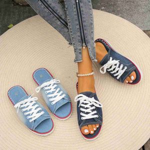 Sandales de pantoufles TEMU 2024 Été Nouveau poisson bouche pantoufles femmes en denim en denim.