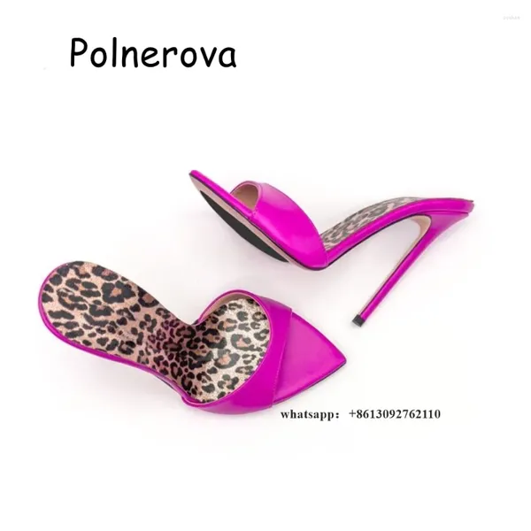 Zapatillas Base de leopardo de satén punteado tacones altos zapatos para mujeres zapatos de verano