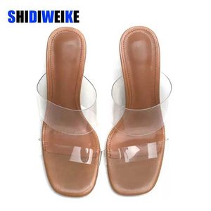 Zapatillas SDWK 5/7/9 cm sandalias para mujer PVC jalea cristal tacones altos zapatillas transparentes para mujer sexy tacones altos transparentes sandalias de verano zapatos de bomba J240224