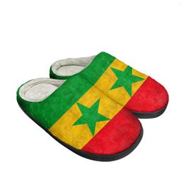 Slippers Senegalese vlag Home Katoen Aangepaste Heren Dames Sandalen Senegal Pluche Slaapkamer Casual Warme Schoenen Thermische Slipper