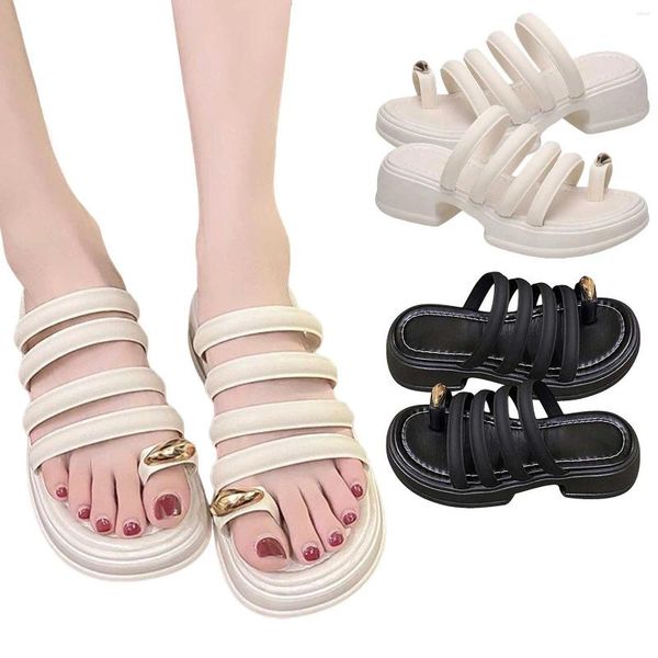 Slippers Set Toe Sand Femelle portant 2024 Fashion Roman Bottom Augmage Augmente un mot Dragg Sandales de coin pour les femmes dépouillées