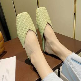 Slippers Shallow Shoes Mules For Women 2022 Loafers Female Slippers Slides Cover Toe Fashion Low New Luxury Flat PU Rubber Basic Slippers H240530 OLW1