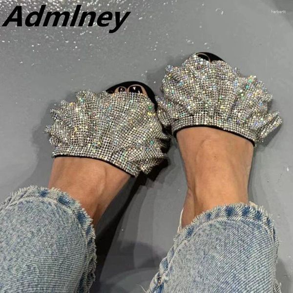 Slippers Small Small Sminpe Hémure Décoration Peep Toe Femme Femme haute talon sexy rose Party Banquet Shoquet Elegent Real Leather Designer Slipper