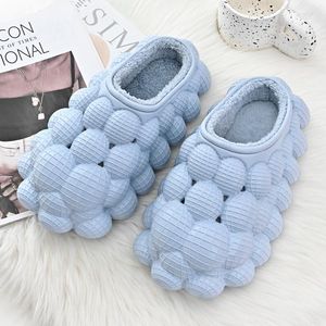 Slippers Schoenen Voor Mannen Herfst Winter Thuis Antislip Lychee Bubble Slides Groothandel Paar Pluche Katoen Dikke Bodem Flip Flops