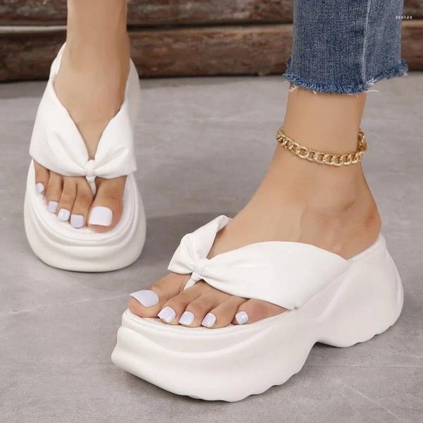 Zapatillas Zapatos para mujer 2023 Tanga de alta calidad Verano Color sólido Casual Playa Damas Plataforma Tamaño grande