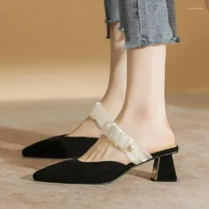 Pantoufles chaussures pour femmes Slingbacks femmes talons hauts escarpins d'été bout pointu femme chaussure de mariage mariée Zapatillas