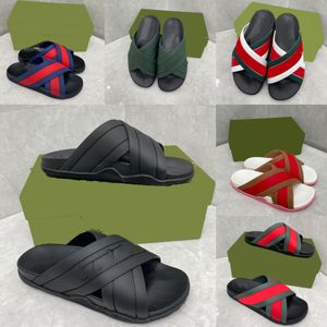 Sandalias de diseñador Playa de verano Fondo plano Goma Sliders de lujo Piscina Zapatillas antideslizantes para hombre Zapato de moda con caja