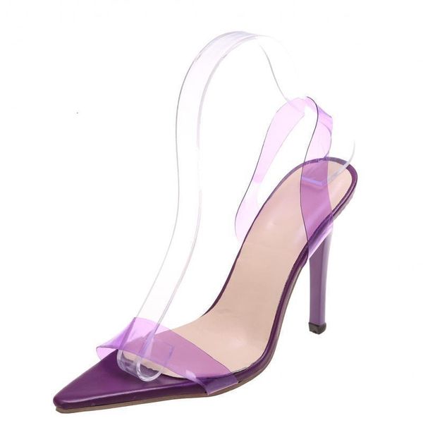 Pantoufles Chaussures Stilettos Talon Haut Bout Pointu Transparent Sandales Transparentes Violet Rouge Marron Robe De Soirée Chaussure Grande Taille 43 230714