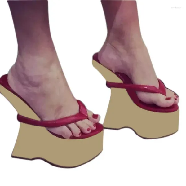 Pantoufles SHOFOO chaussures pantoufles à talons hauts pour femmes de mode. Hauteur du talon environ 15 cm. Chaussures personnalisées à semelles compensées en forme.34-46