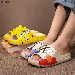 Slippels Slides Summer House Dikke Designer Gedrukte Cartoon Men Slippers Dames Flip Flops Paren Platformschoenen Outdoor Sandalen 220526 J230520