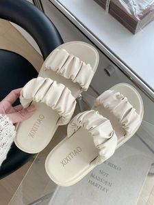 Pantoufles épaisses pour femmes, chaussures de maison, sandales à plateforme, blanches, été, maison d'intérieur, imperméable, Style coréen, 2024