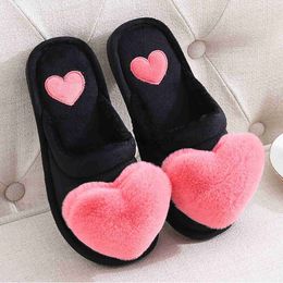 Slippers Slippers Voor Vrouwen Herfst Winter Indoor Warmte En Pluche Grote Liefde Platte Bodem Katoenen Slippers Zapatos Para Mujeres x0916