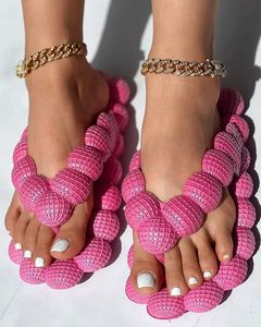 Pantoufles Pantoufles d'extérieur à bulles souples pour femmes, sandales de massage à bout fermé, chaussures de marque pour hommes H240326ZXKU