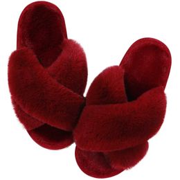 Slippers Slippers Pallene plus Womens Fluffy Slider NOUVEAU HIVER FASHIQUE Open CONFORT FUZZY INDOOR CHAUDTH SOFT FURT OME H240326XNKK