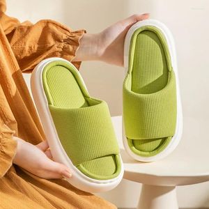 Slippers Zachte Zool Huislinnen Vrouwen Open Teen Dikke Bodem Indoor Slides Huis Schoenen Vrouw Vier Seizoen Antislip Paar